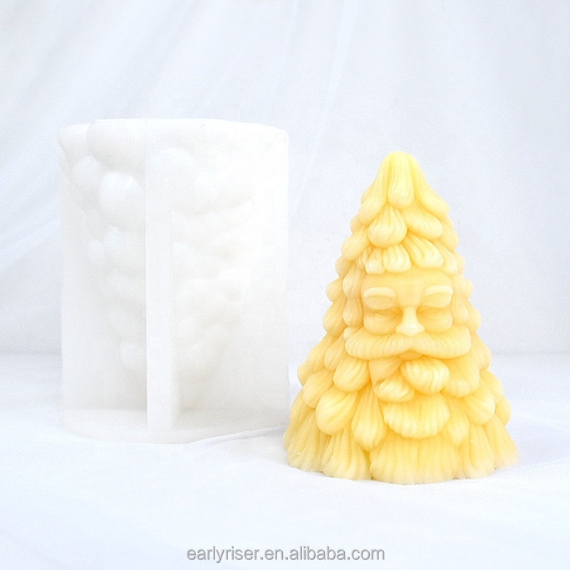 Early Riser New three-dimensional Christmas tree scented candle silicone mold Santa Claus home ornaments decorative plaster mold