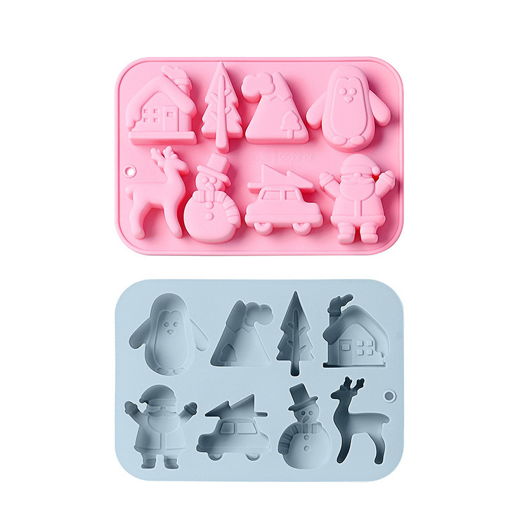 DIY penguin elk car house shape Christmas Day Baking Chocolate cake Silicone Mold cookie Candy Fondant Making tool Cake mold