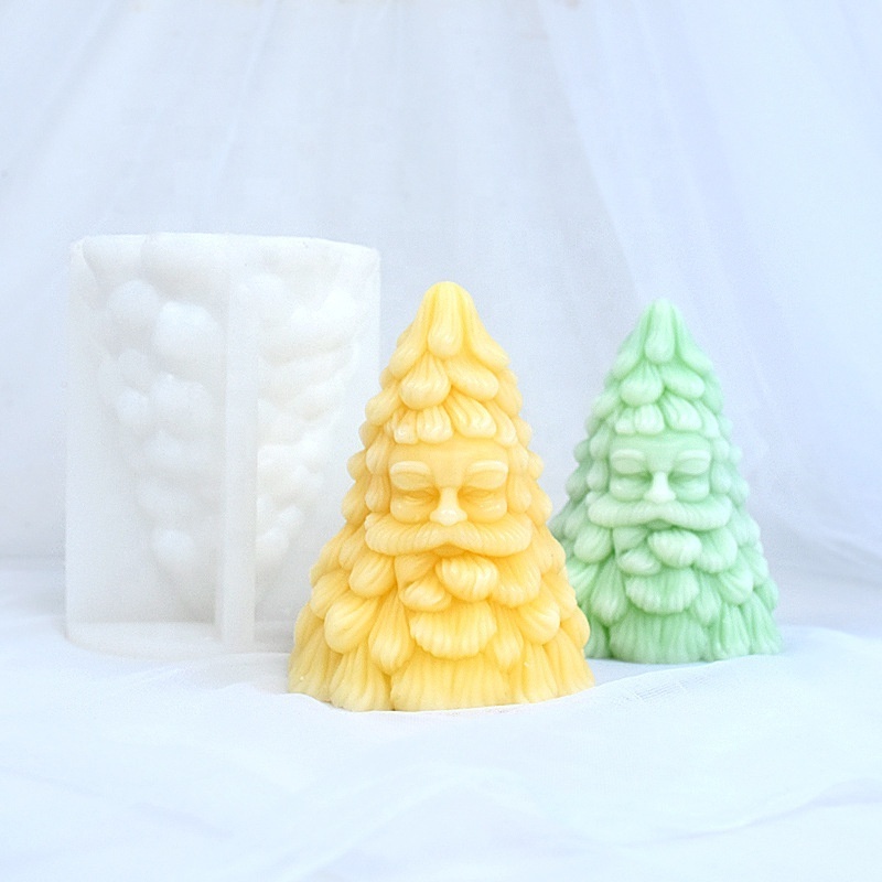 Early Riser New three-dimensional Christmas tree scented candle silicone mold Santa Claus home ornaments decorative plaster mold