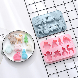 DIY penguin elk car house shape Christmas Day Baking Chocolate cake Silicone Mold cookie Candy Fondant Making tool Cake mold