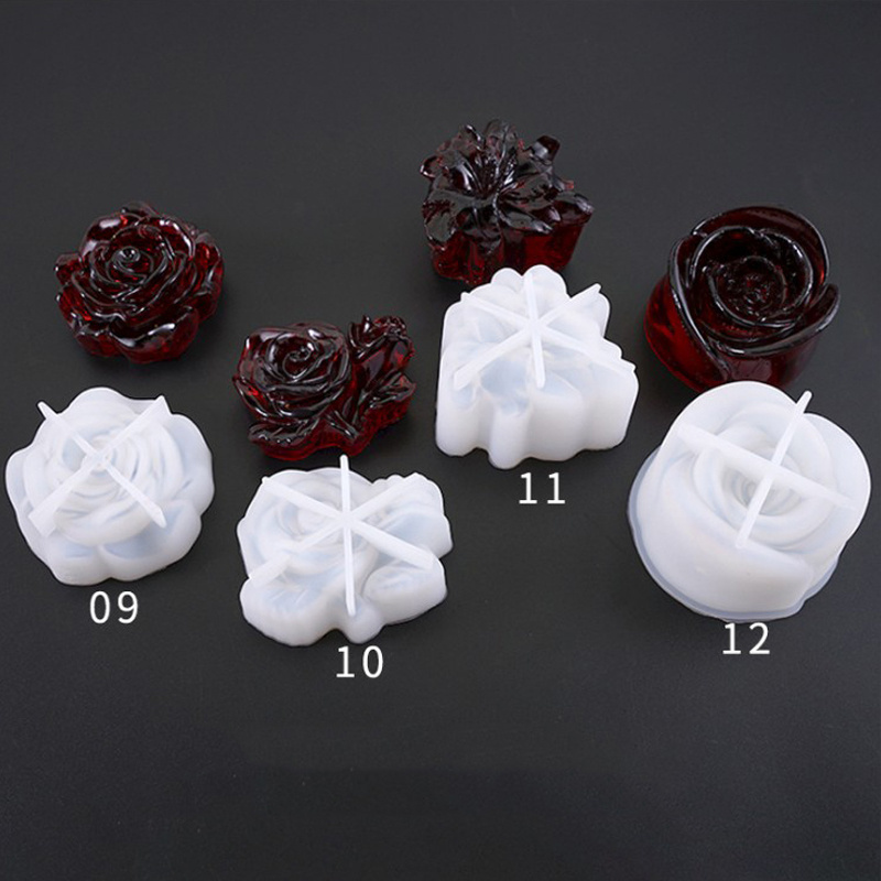 12 Pcs 3D Flower Rose Silicone Mold Resin Mould DIY Craft Mould Jewelry Making Tools Epoxy Casting Molds