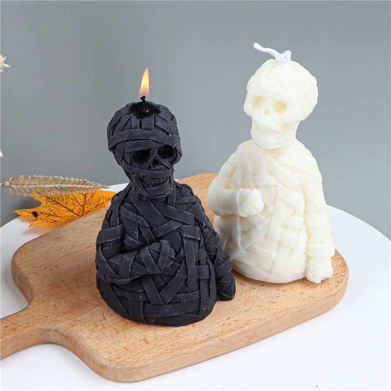 Early Riser Gauze Zombie Skull Candle Mold Halloween Silicone Candle Mold Aromatherapy Gypsum Holiday Atmosphere Decoration