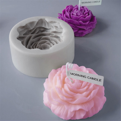 Early Riser DIY 3D Peony flowers Scented Candle Mold  Aromatherapy Bubble Shape Gypsum Soap Candle Making Flower Silicone Mould