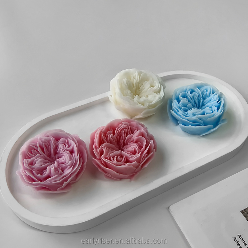 Early Riser Rose Flower Aromatherapy Candle Mold DIY Handmade Soap Candle Rose Flip Cake