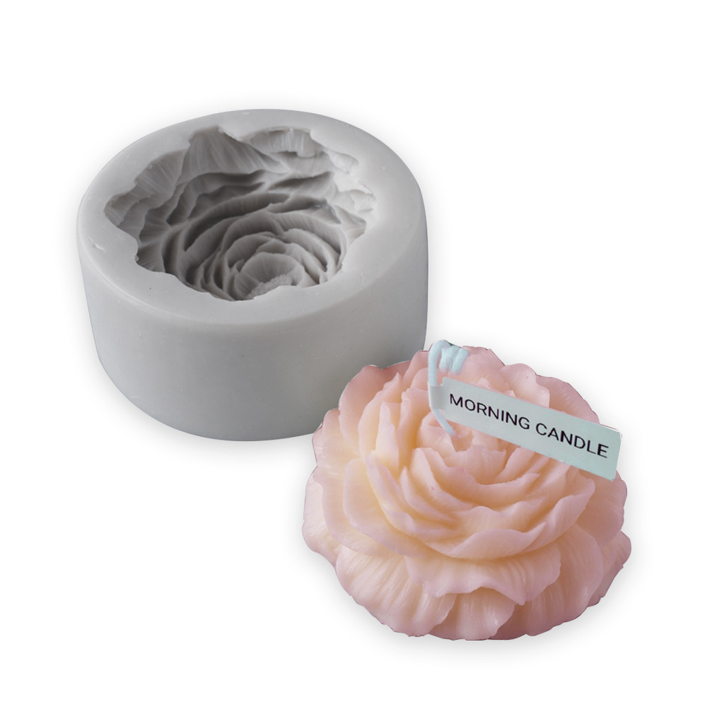 Early Riser DIY 3D Peony flowers Scented Candle Mold  Aromatherapy Bubble Shape Gypsum Soap Candle Making Flower Silicone Mould