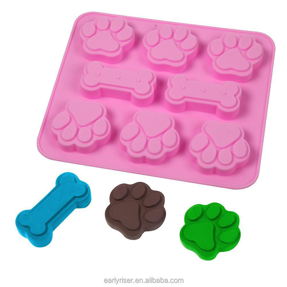 Early Riser Silicone Cat's Claw and Bone Silicone Dog Treat Mold For Baking Chocolate Candy Jelly Ice Block Silicone Mold