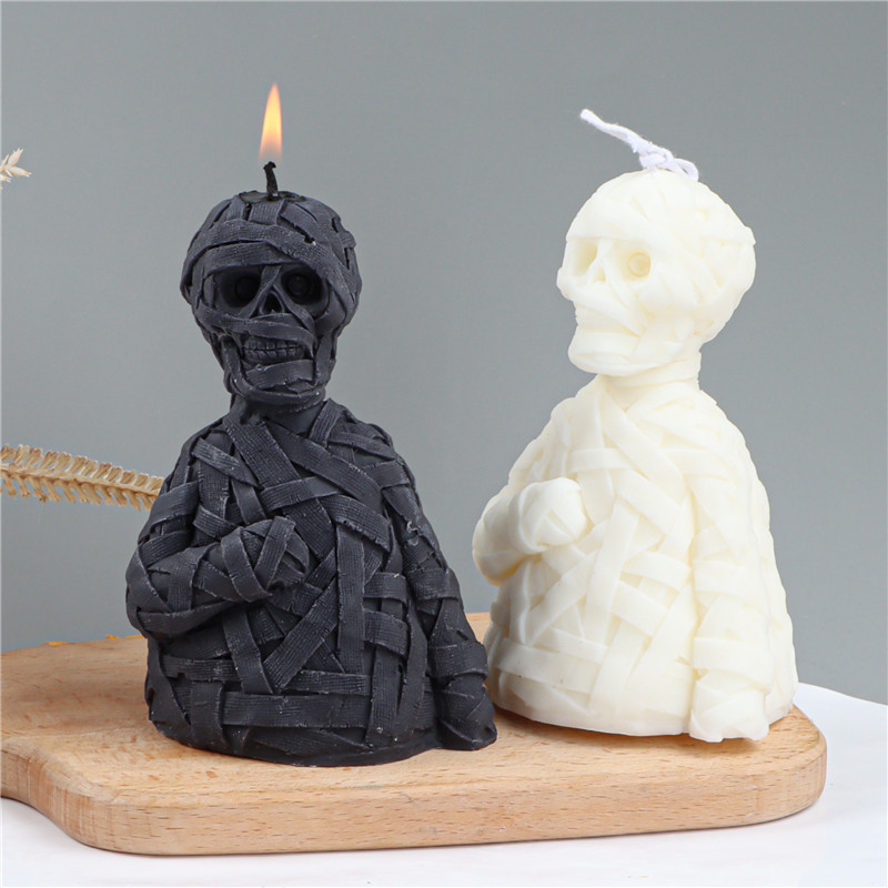 Early Riser Gauze Zombie Skull Candle Mold Halloween Silicone Candle Mold Aromatherapy Gypsum Holiday Atmosphere Decoration