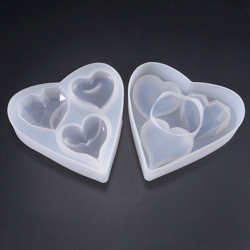 3 Cavity Silicone Crystal Love-heart Resin Mold DIY Jewelry Mold Highlight Mirror Creative Handmade Art Tools