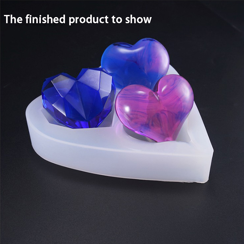 3 Cavity Silicone Crystal Love-heart Resin Mold DIY Jewelry Mold Highlight Mirror Creative Handmade Art Tools