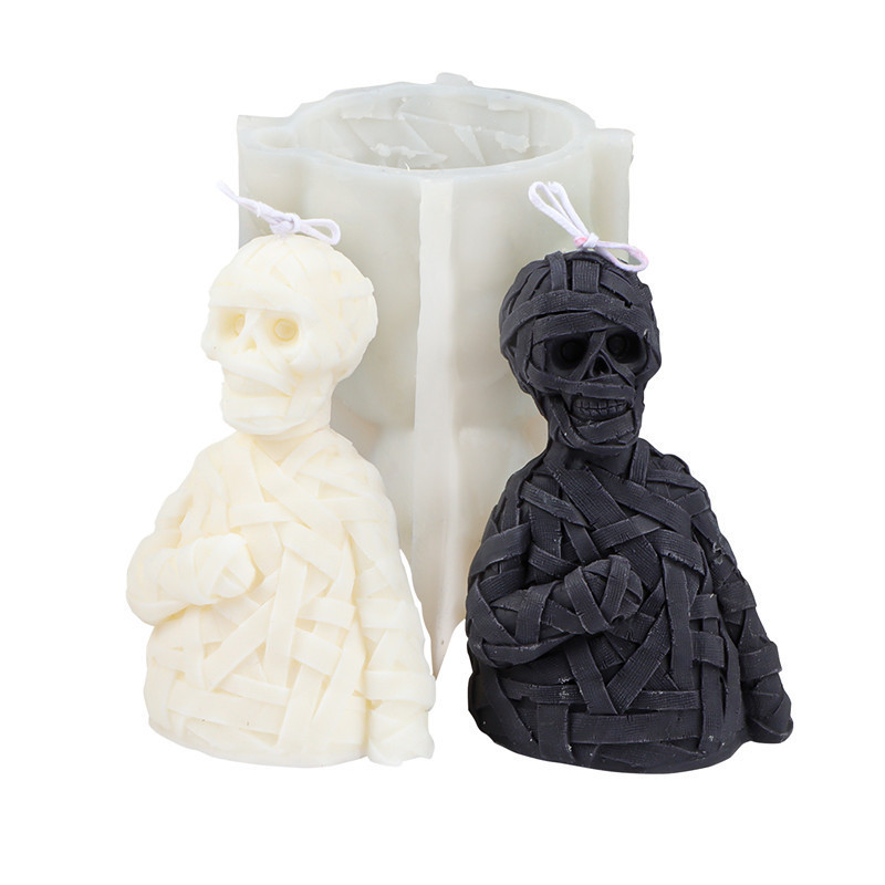 Early Riser Gauze Zombie Skull Candle Mold Halloween Silicone Candle Mold Aromatherapy Gypsum Holiday Atmosphere Decoration