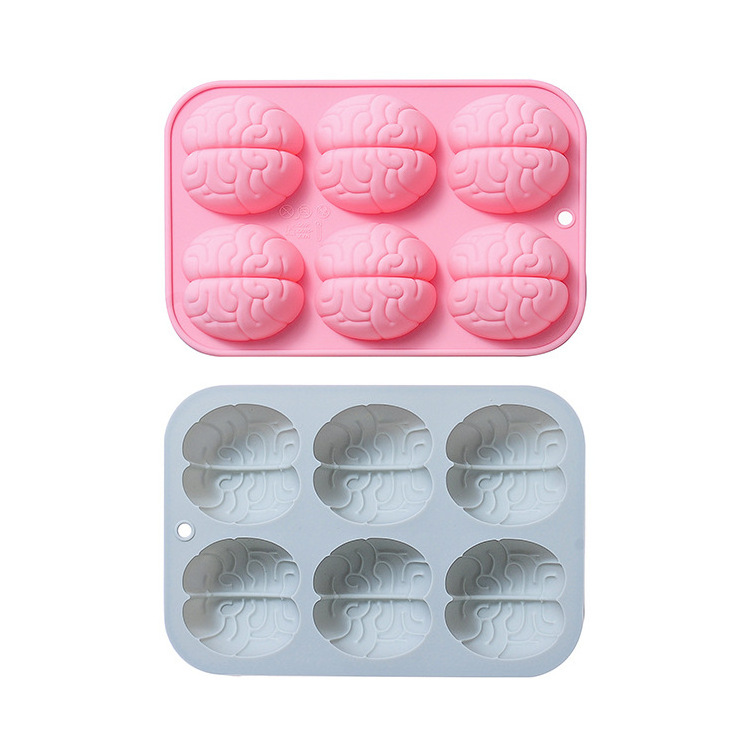 DIY 6 cavity head Brain shaped new silicone mold chocolate cake mold funny ice grid baking tool ice block mold baking tray