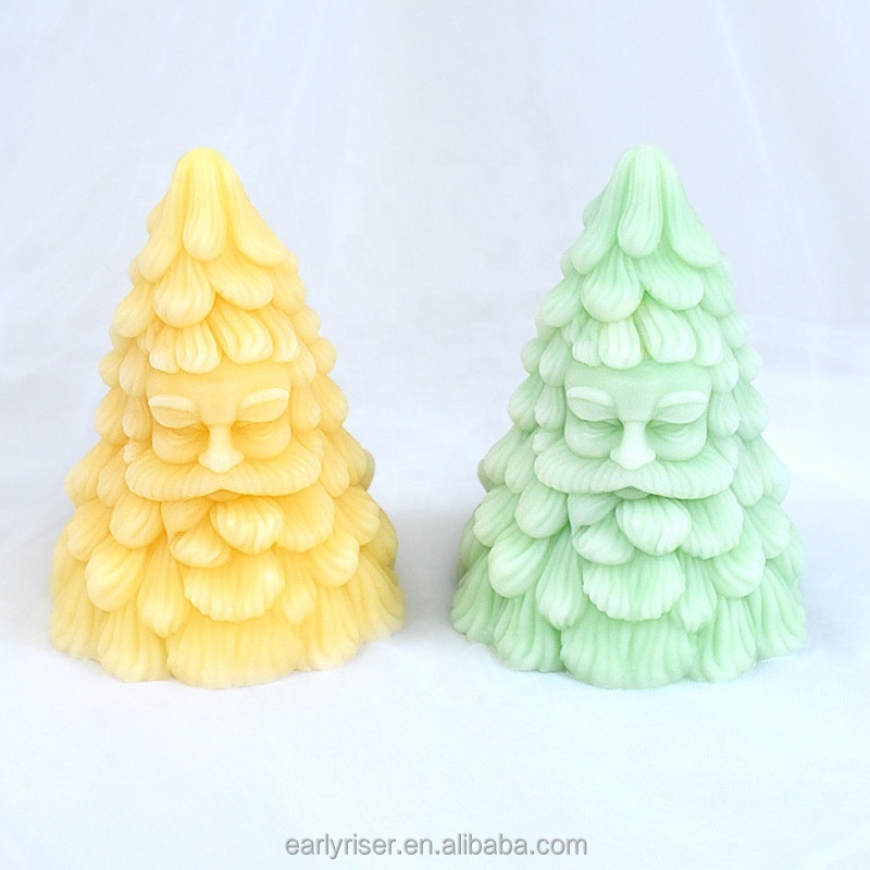 Early Riser New three-dimensional Christmas tree scented candle silicone mold Santa Claus home ornaments decorative plaster mold