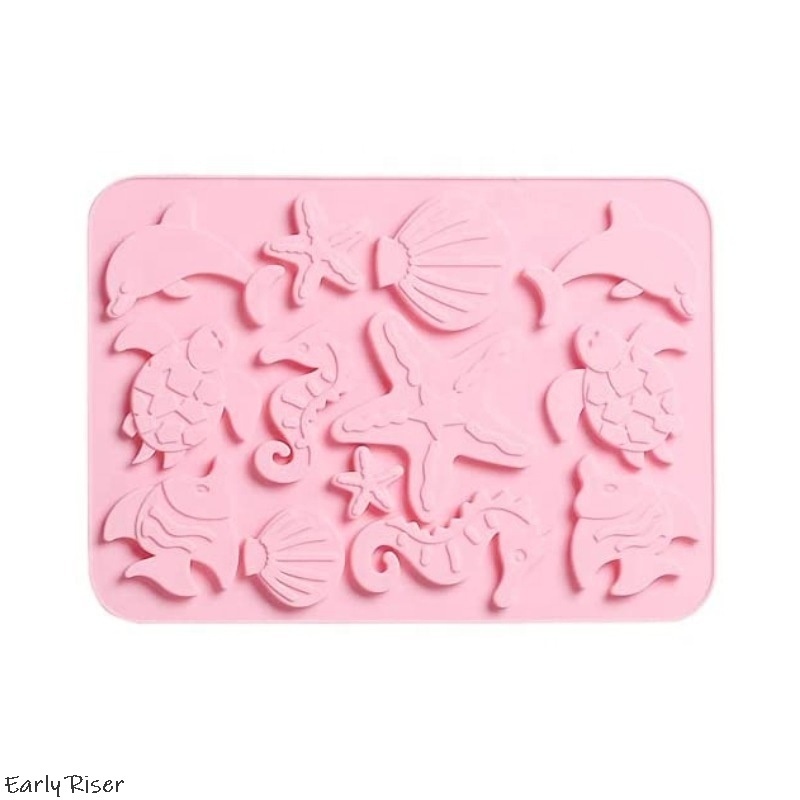 Early Riser Silicone marine life mold seahorse starfish Penguin fish shell shape Cookie baking cake chocolate Fondant silicon