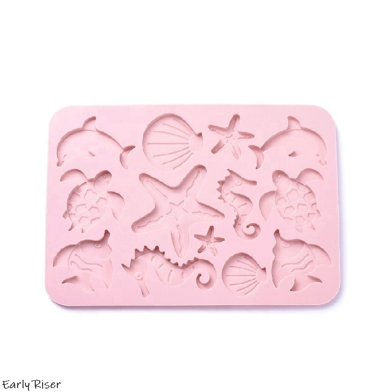 Early Riser Silicone marine life mold seahorse starfish Penguin fish shell shape Cookie baking cake chocolate Fondant silicon