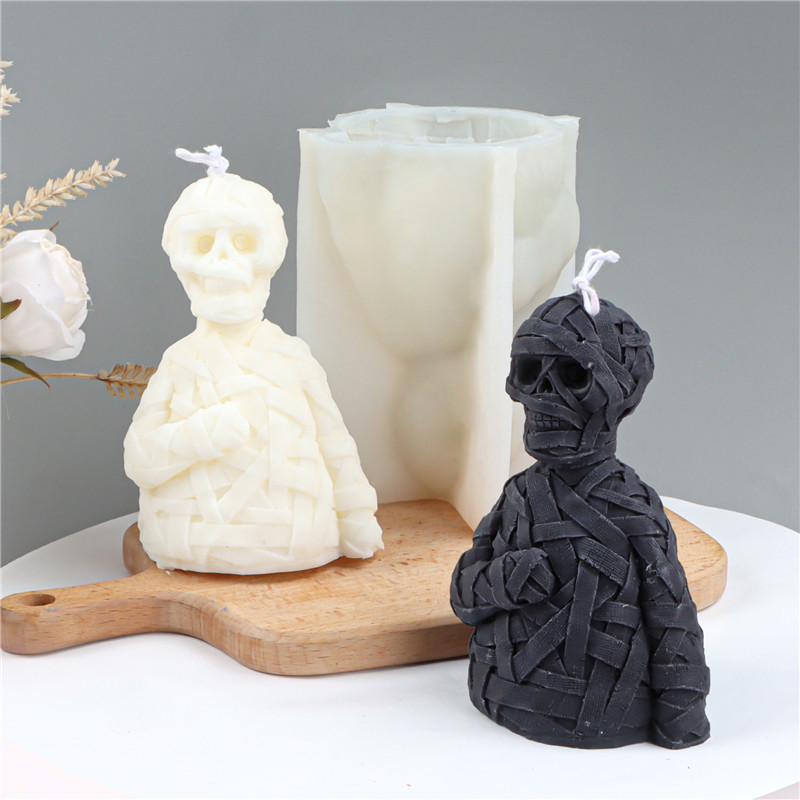 Early Riser Gauze Zombie Skull Candle Mold Halloween Silicone Candle Mold Aromatherapy Gypsum Holiday Atmosphere Decoration