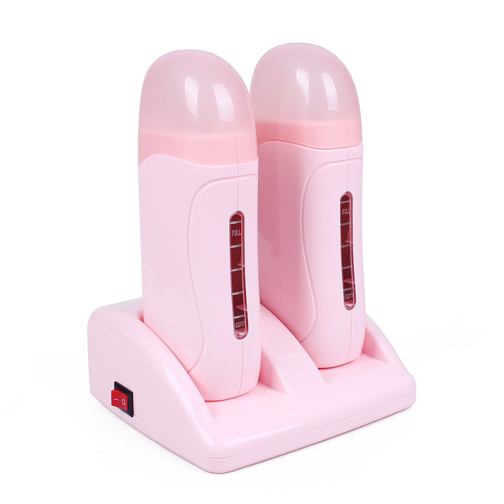 Electric Double Wax Heater Epilator Cartridge Wax Roller Base Roll On Waxing Refillable Hair Removal Machine Depilatory Heater