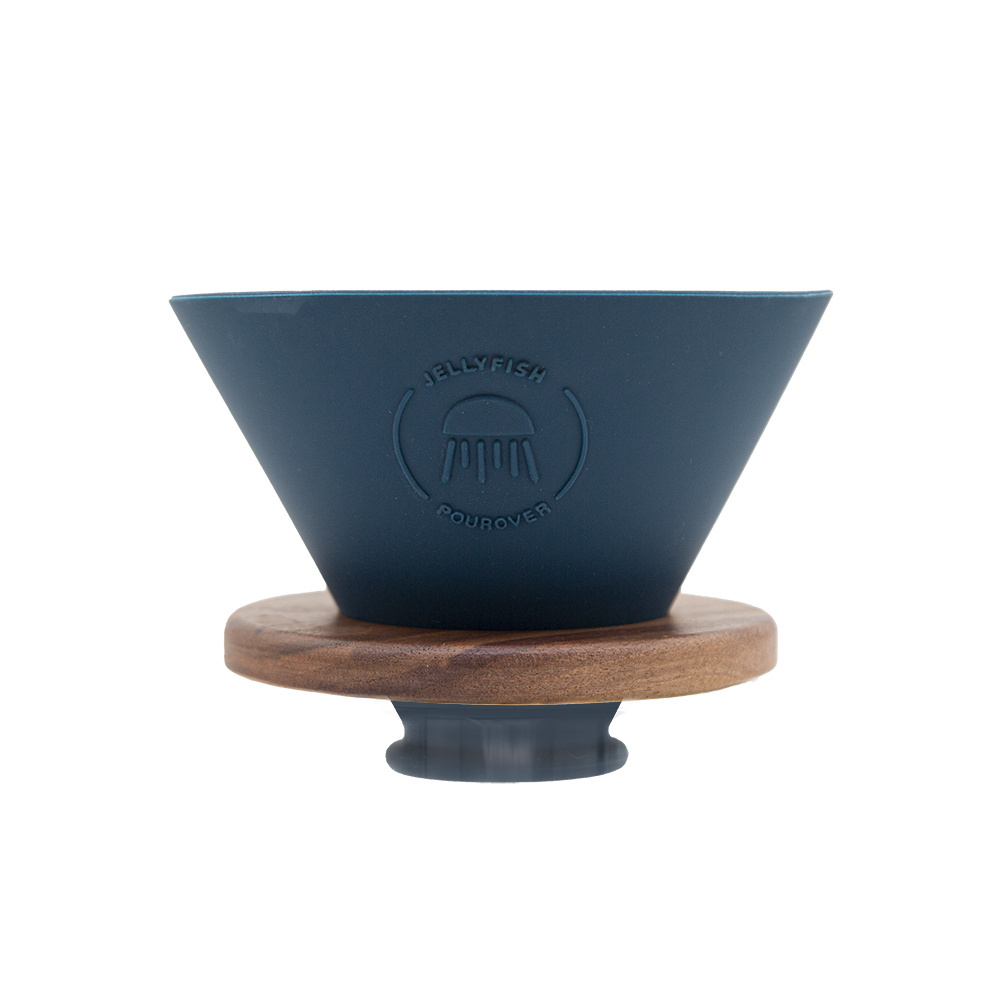 Silicone Pour Over Filter with Wooden Base