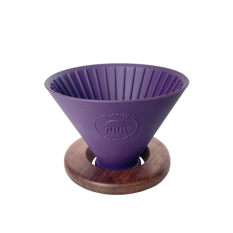 Silicone Pour Over Filter with Wooden Base