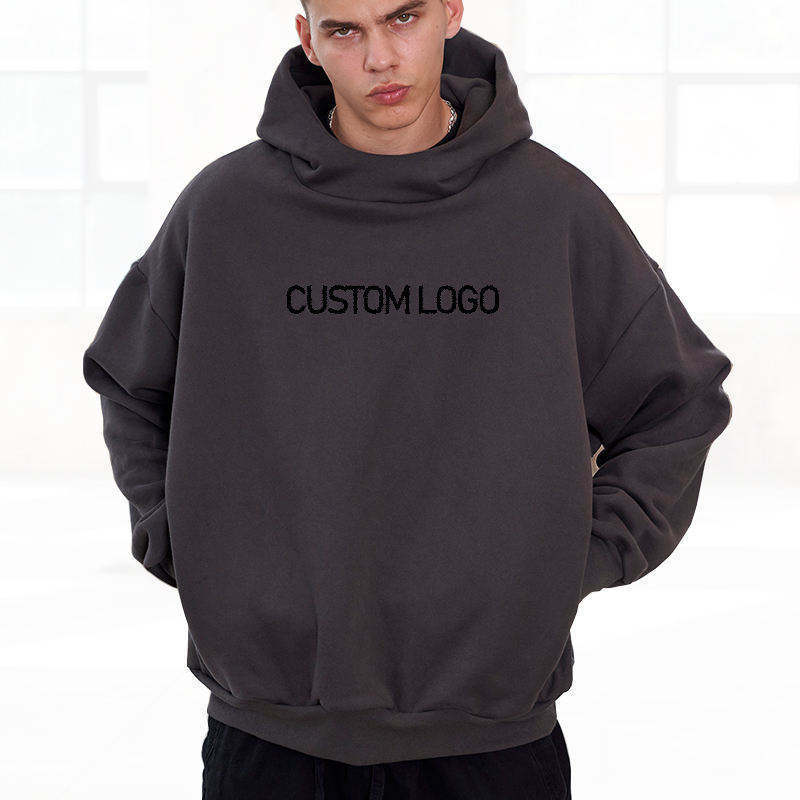 Hoodie Manufacturers Custom Logo 380 GSM Oversized Blank Drop Shoulder Unisex Crewneck Long Sleeves Cropped Hoodies Men