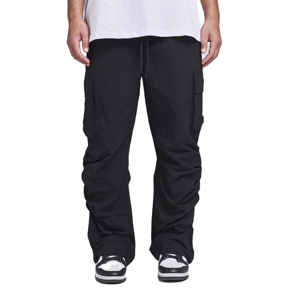 Custom Street Wear Black Thick Unisex Oversized Straight Cargo Sweatpants Stacked Cargo Pants Men