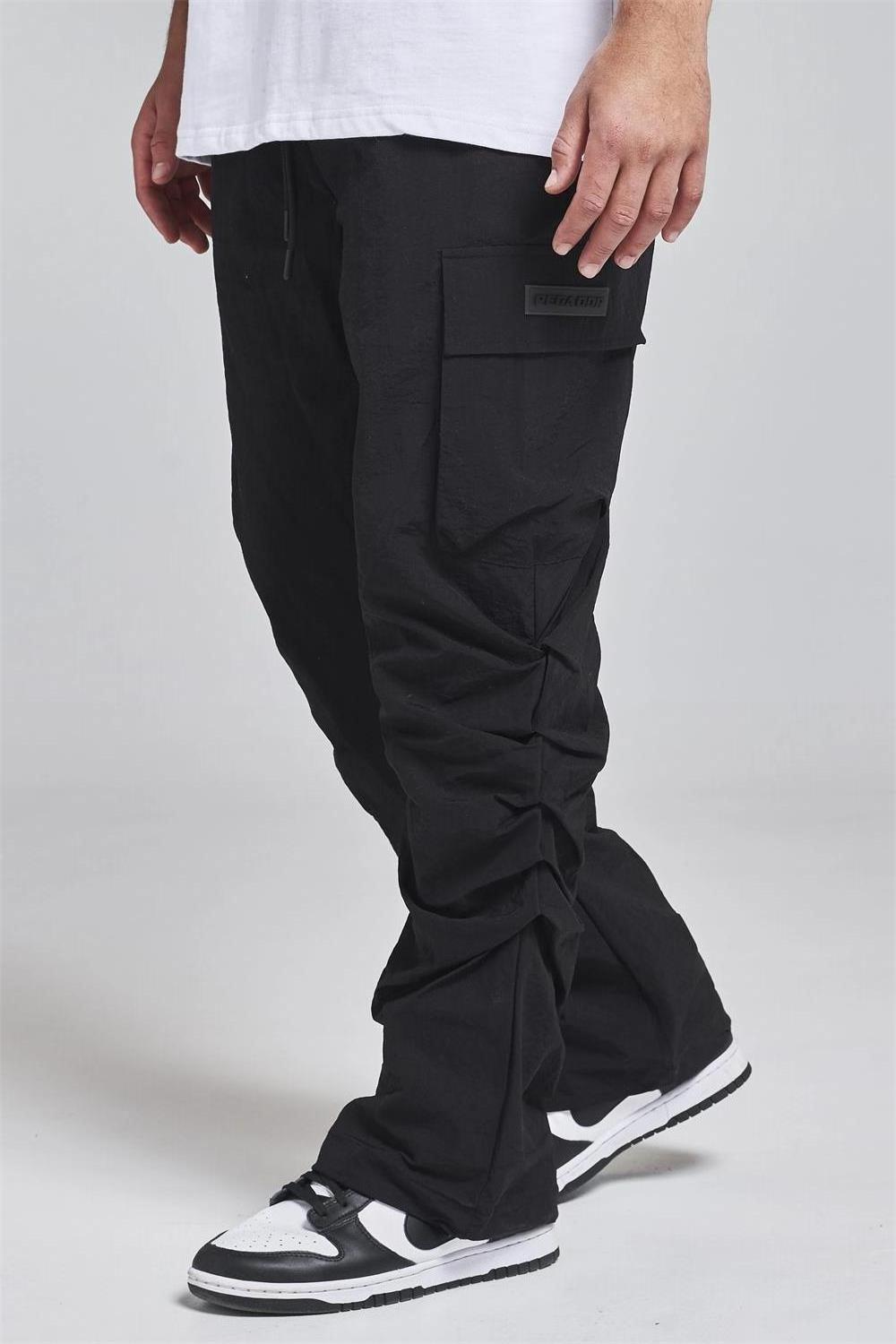 Custom Street Wear Black Thick Unisex Oversized Straight Cargo Sweatpants Stacked Cargo Pants Men