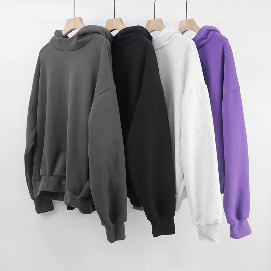 Hoodie Manufacturers Custom Logo 380 GSM Oversized Blank Drop Shoulder Unisex Crewneck Long Sleeves Cropped Hoodies Men