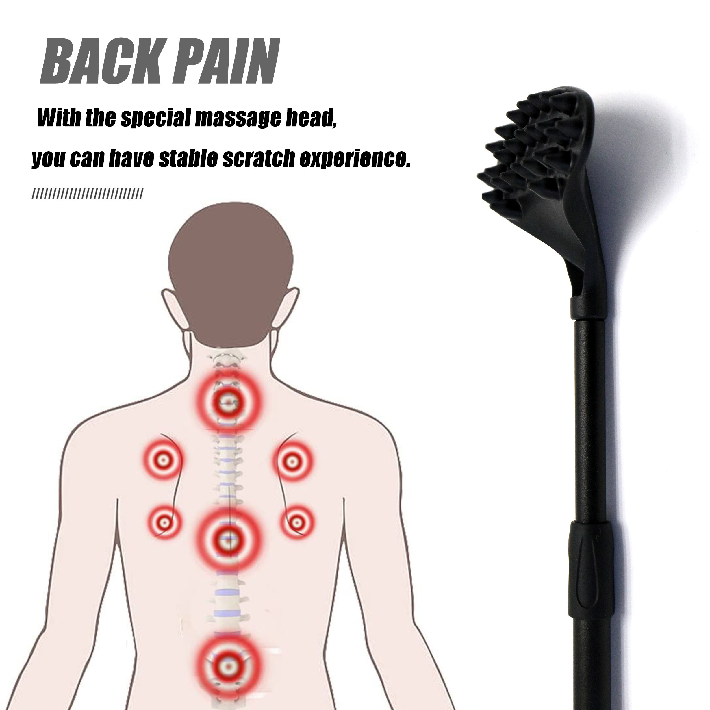 Back Scratcher for Women Men Extendable with Strong  Massage Head, 21inch Body Scratcher for Adults - Pets Compact - Retracta