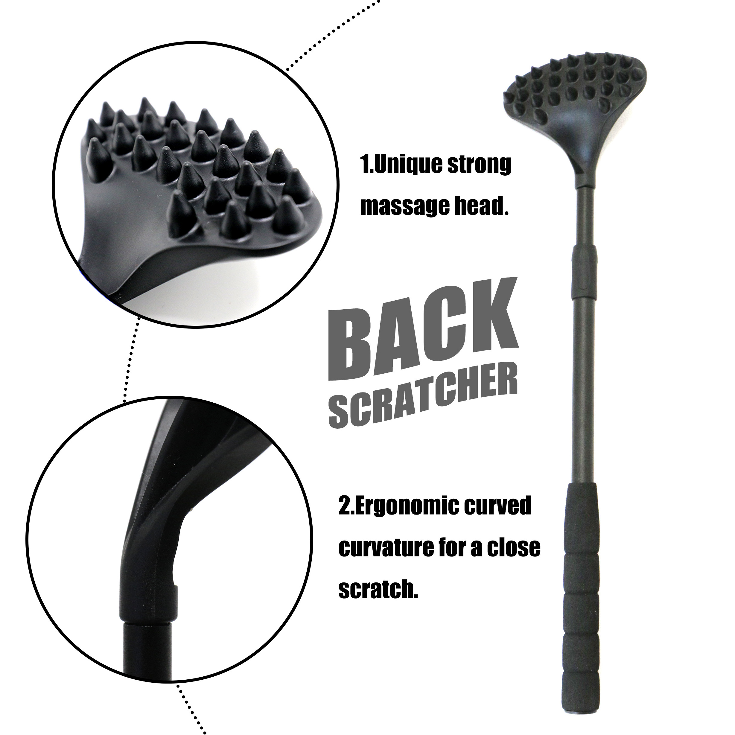 Back Scratcher for Women Men Extendable with Strong  Massage Head, 21inch Body Scratcher for Adults - Pets Compact - Retracta