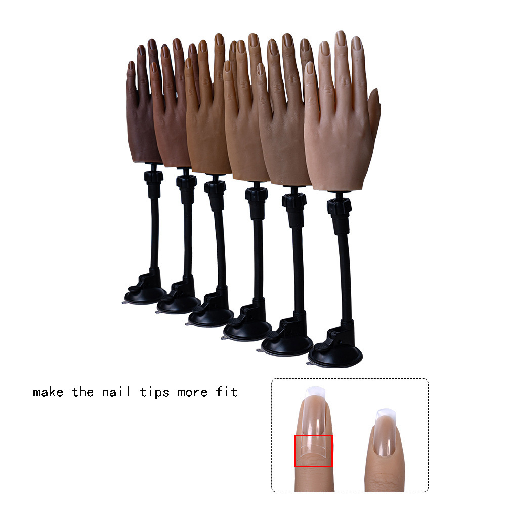 Top Selling Silicone Artificial Manicure Practice Hand Model With Bendable Joint Nail Art False Practice Finger