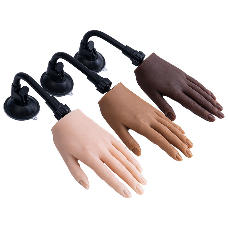 Top Selling Silicone Artificial Manicure Practice Hand Model With Bendable Joint Nail Art False Practice Finger