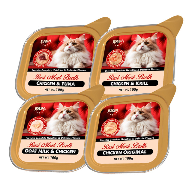 EASA Real Meat Broth Cat Cans 100g canned cat food Factory Supply mousse form cat wet food canned pet food