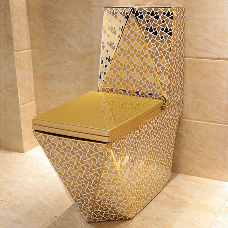 Ceramic Sanitary Ware Commode Bathroom Water Closet Diamond Shape Gold King Toilet