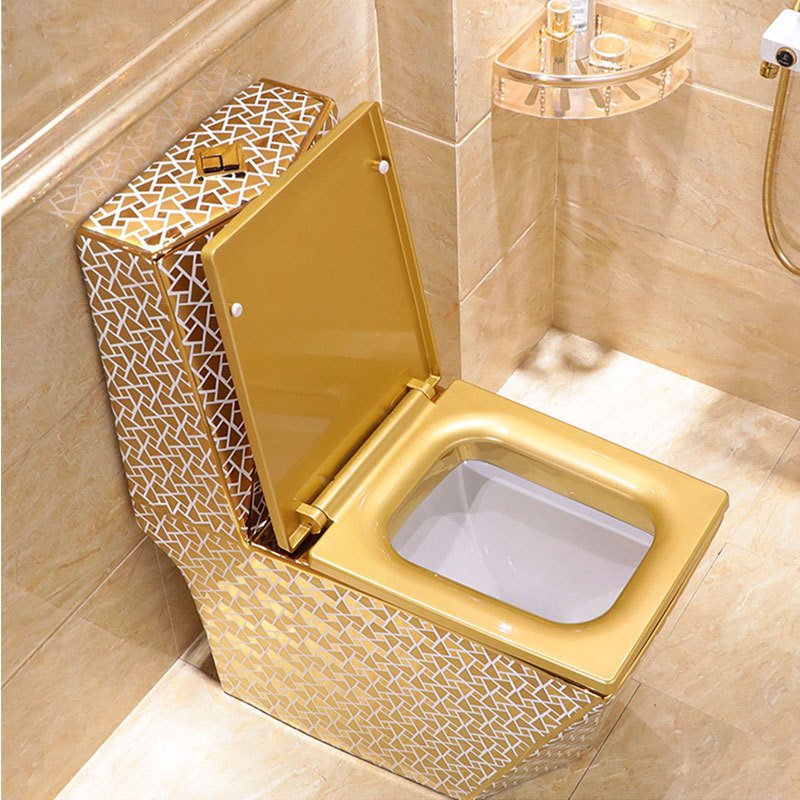 Ceramic Sanitary Ware Commode Bathroom Water Closet Diamond Shape Gold King Toilet