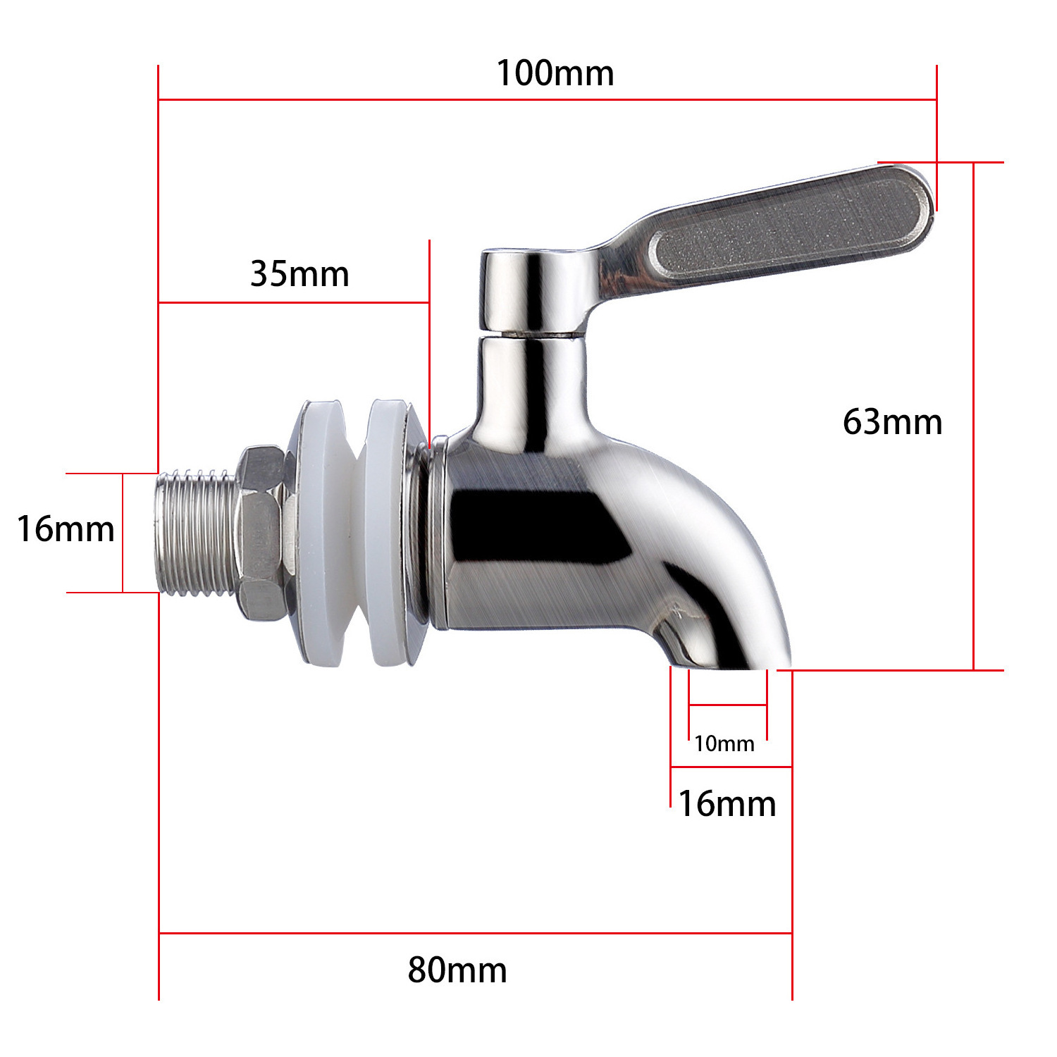 12mm 16mm Stainless steel 304 Beer Wine Barrel Tap Juice Water Dispenser Faucet