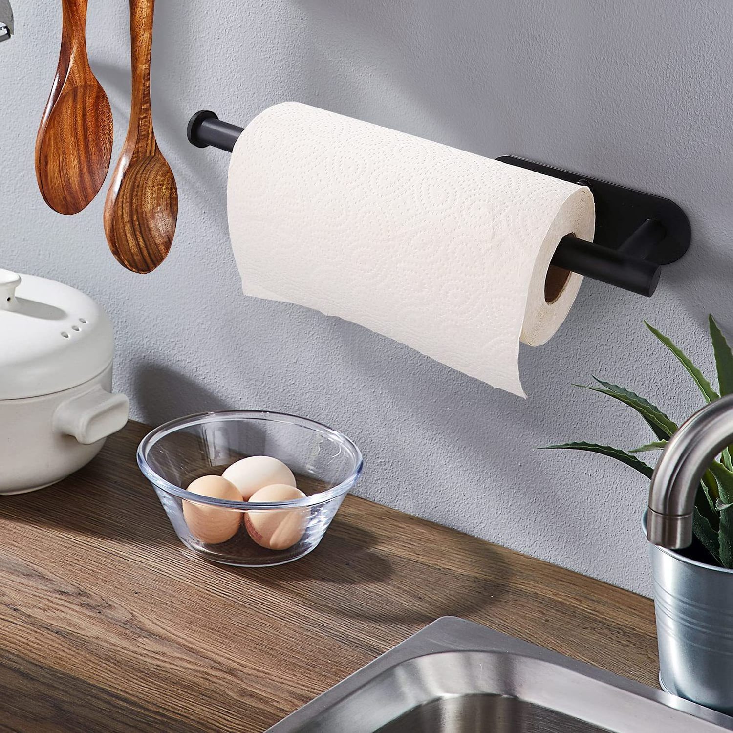 Stainless steel self adhesive kitchen under cabinet paper roll holder wall mounted bathroom toilet paper towel holder