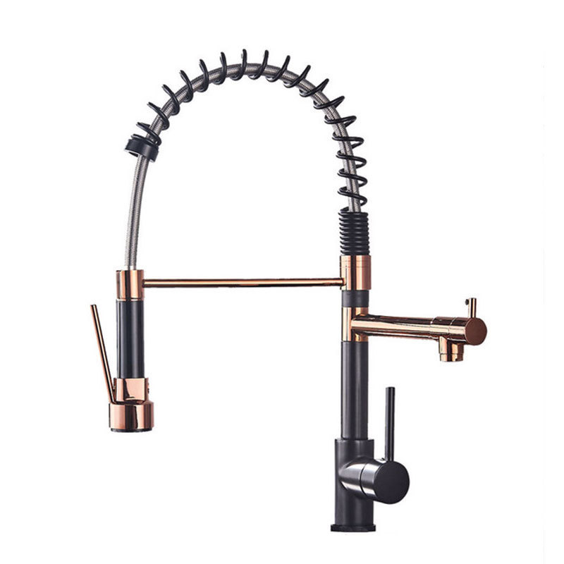 Modern Multifunction Flexible kitchen gourmet Black and Rose Gold faucet kitchen sink faucet pull out Kitchen taps