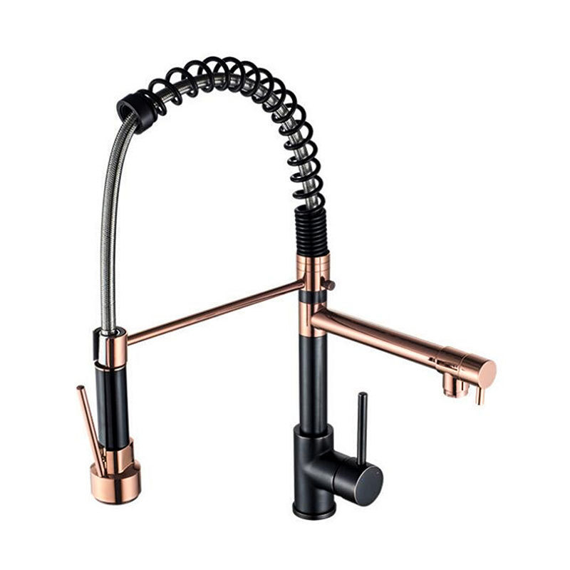 Modern Multifunction Flexible kitchen gourmet Black and Rose Gold faucet kitchen sink faucet pull out Kitchen taps