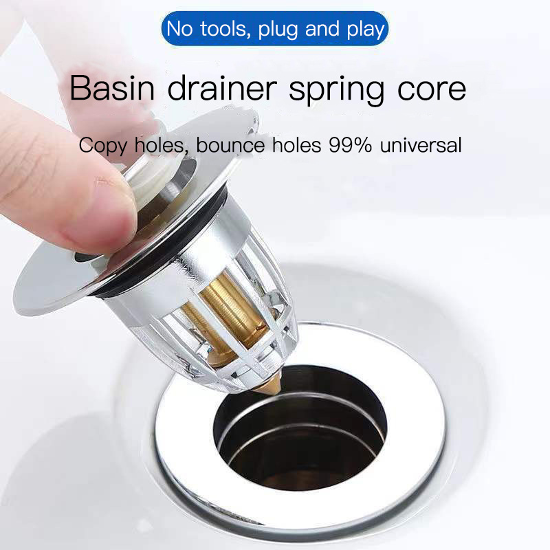 New sinking bathroom Kitchen washbasin sink sewer Stainless steel basin pop-up sink plug drain filter drain pipe