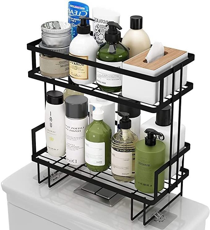 Bathroom storage shelf free perforated black space stainless steel storage mesh basket pendant bathroom shelf