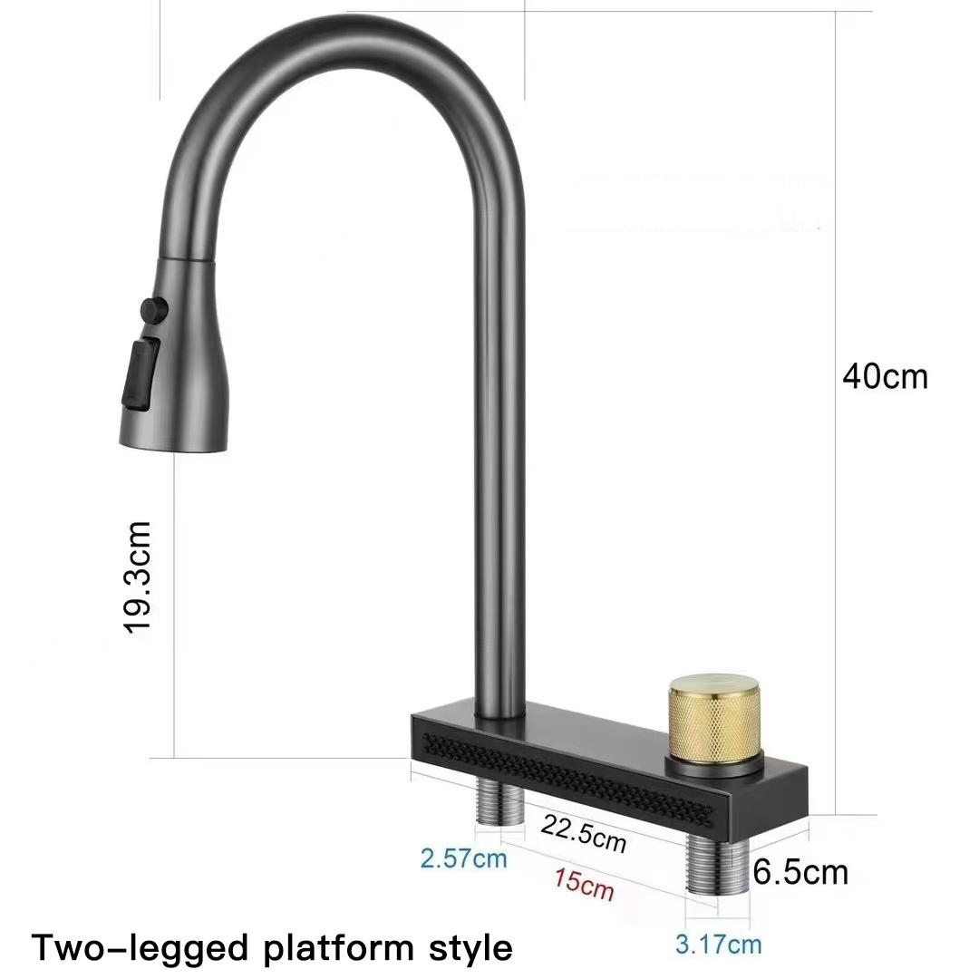 Modern 304 Stainless Steel Smart Pull out Kitchen Sink Faucet Gray Gun Kitchen Faucet Waterfall kitchen faucet