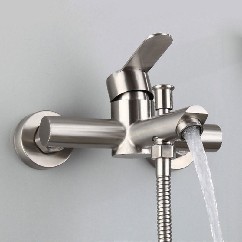 Wall mounted bath shower mixer taps 304 stainless steel shower faucet with sliding bar cold and hot water mixer single handle