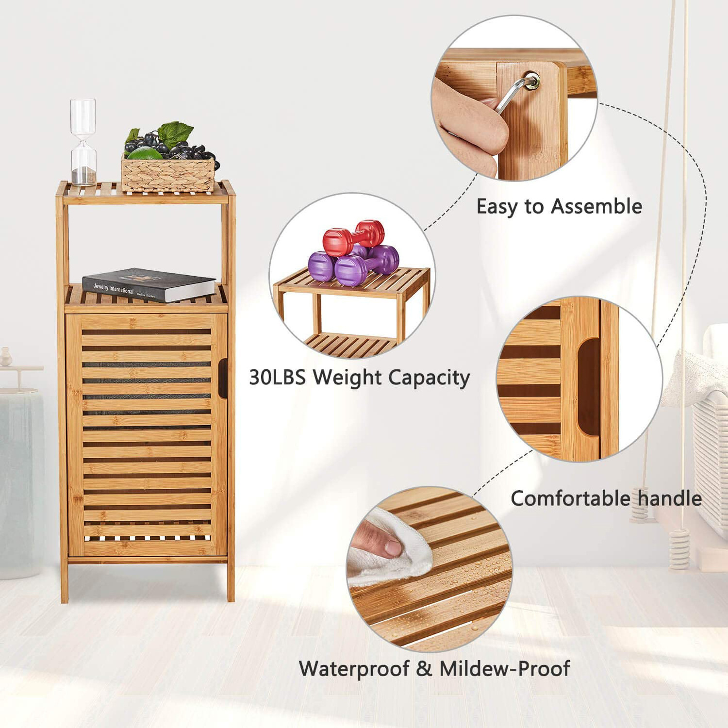 Eco-Friendly Bamboo Toilet organizer rack Washing Machine Rack Multi-Tier Floor Shelves for Bathroom