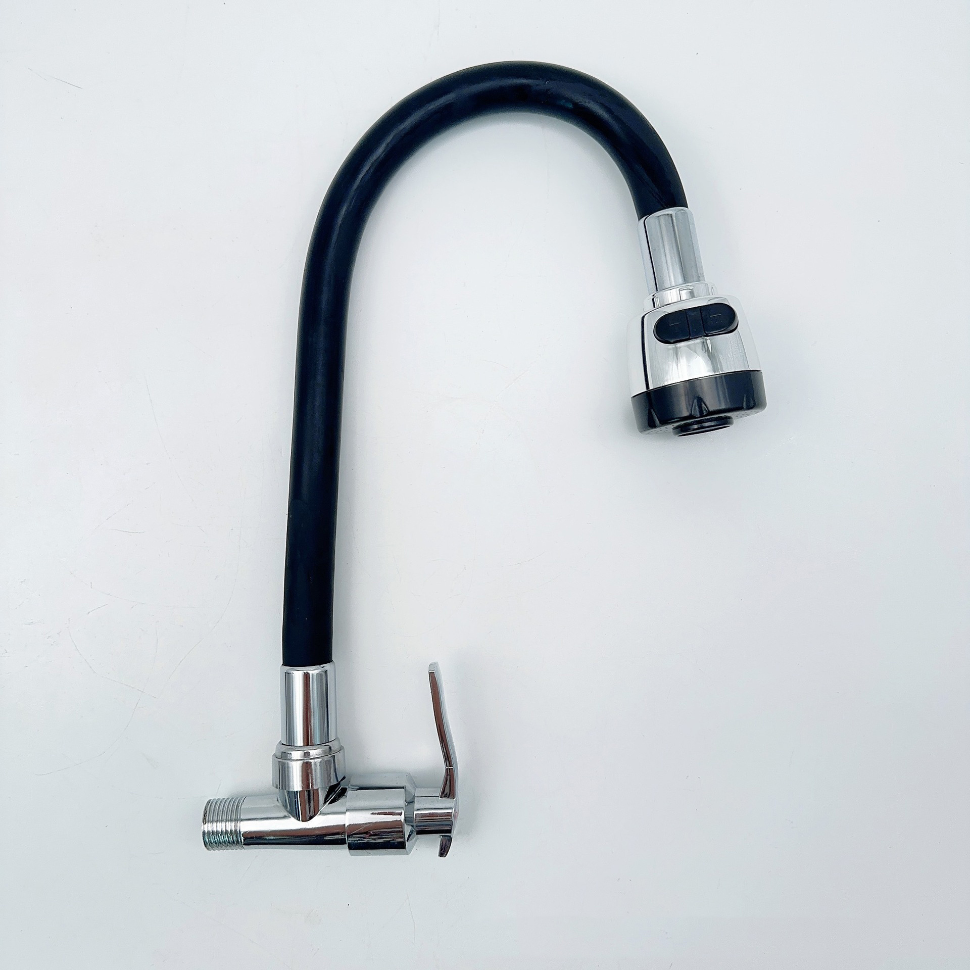 Wall Mounted Kitchen Faucet Tap Cold Water Only Black Flexible Hose Kitchen Faucet Tap