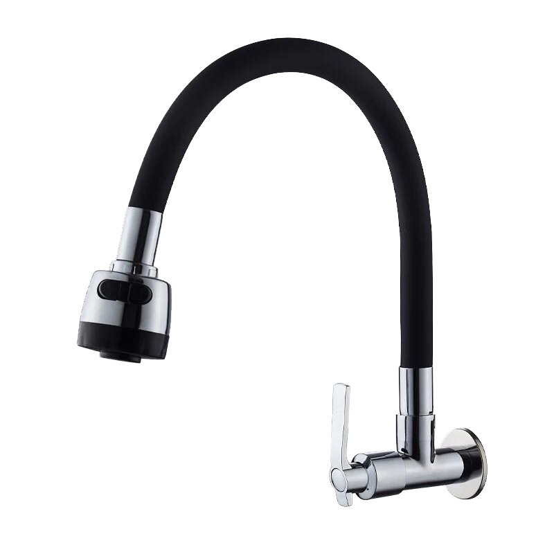 Wall Mounted Kitchen Faucet Tap Cold Water Only Black Flexible Hose Kitchen Faucet Tap