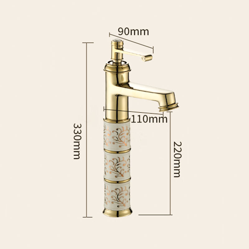 2020 Best Selling Bathroom Taps and Basin Mixers Single Lever Gold Plating Sink Tall Faucet