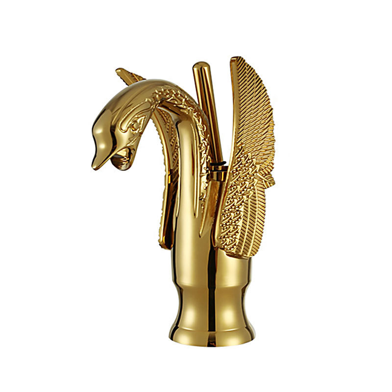 Luxurious Ornate Gold Faucet Tap Mixer Graven Swan Design Sink Basin Faucet Bathroom Animal Cold and Hot Water Faucet