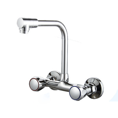 Traditional Griferia de Cocina Two Handle 8 Inch Kitchen Faucet in Wall Mounted Brass Sink Mixer Tap