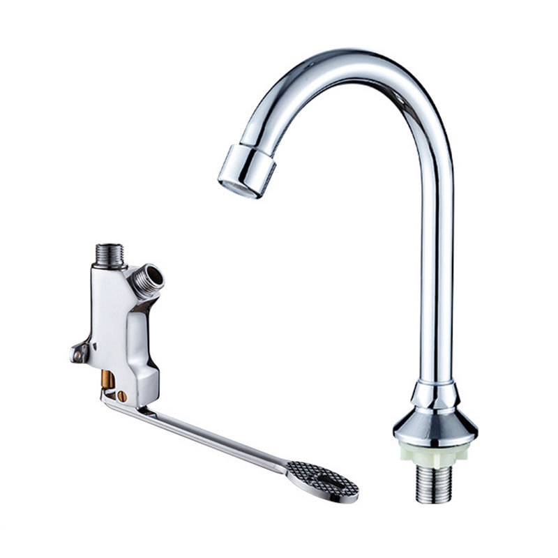 Modern Foot Operated Water Taps Single Hole Faucets for Bathroom Brass Faucet for Foot Switch Sink