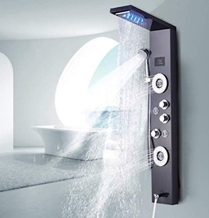 New Waterfall Rain Shower faucet LED Bath Shower board with manual shower faucet temperature faucet