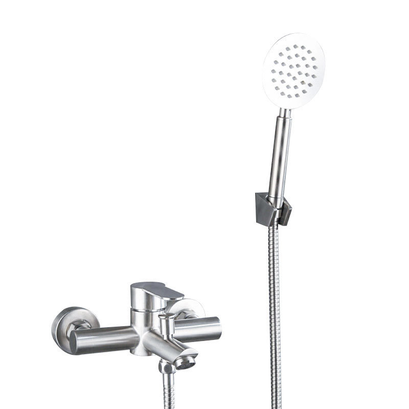 Wall mounted bath shower mixer taps 304 stainless steel shower faucet with sliding bar cold and hot water mixer single handle